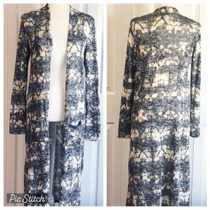 Agnes & Dora Multicolor Print Long Duster Cardigan Sweater Small